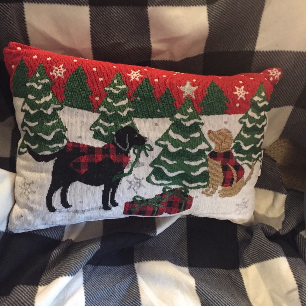 Adorable Labrador Retriever winter throw pillow